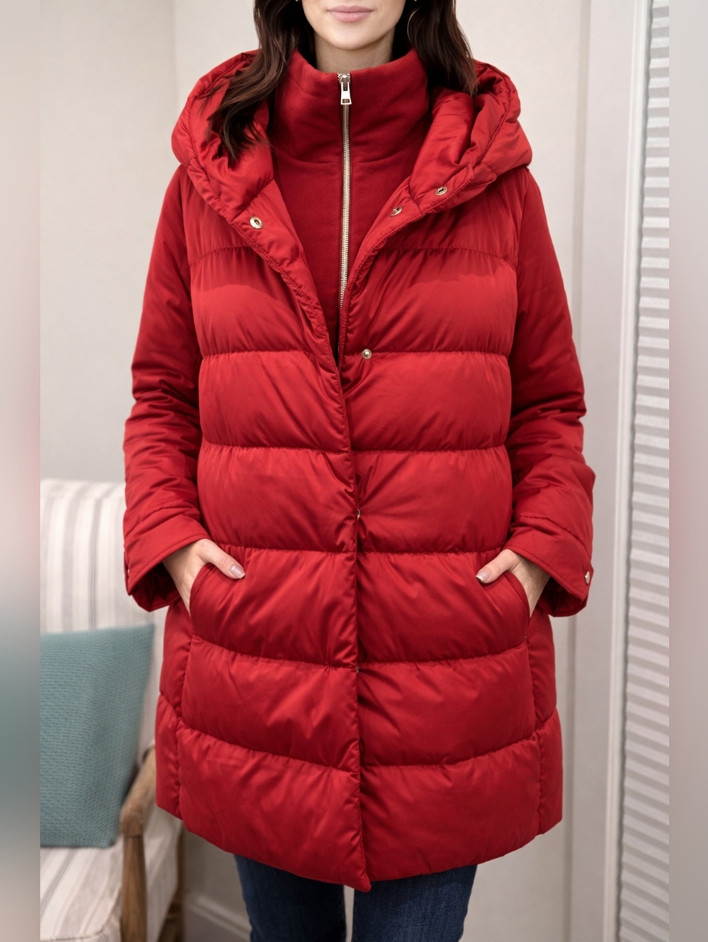Herno Red Puffer Jacket with Hood